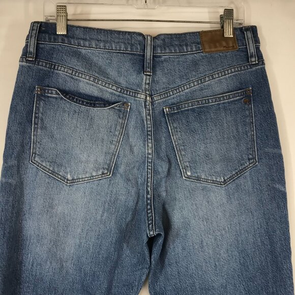 MADEWELL - WOMEN'S 29 BLUE DENIM THE HIGH RISE FRAYED SLIM BOYFRIEND JEANS - Picture 5 of 8